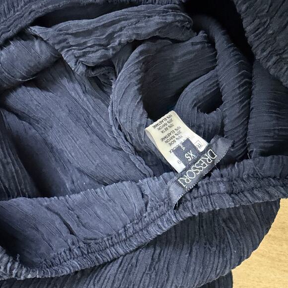 Dressori Pants Womens XS Black Pull On Crinkle Silk Blend Elastic Textured 25.5" - Picture 7 of 8